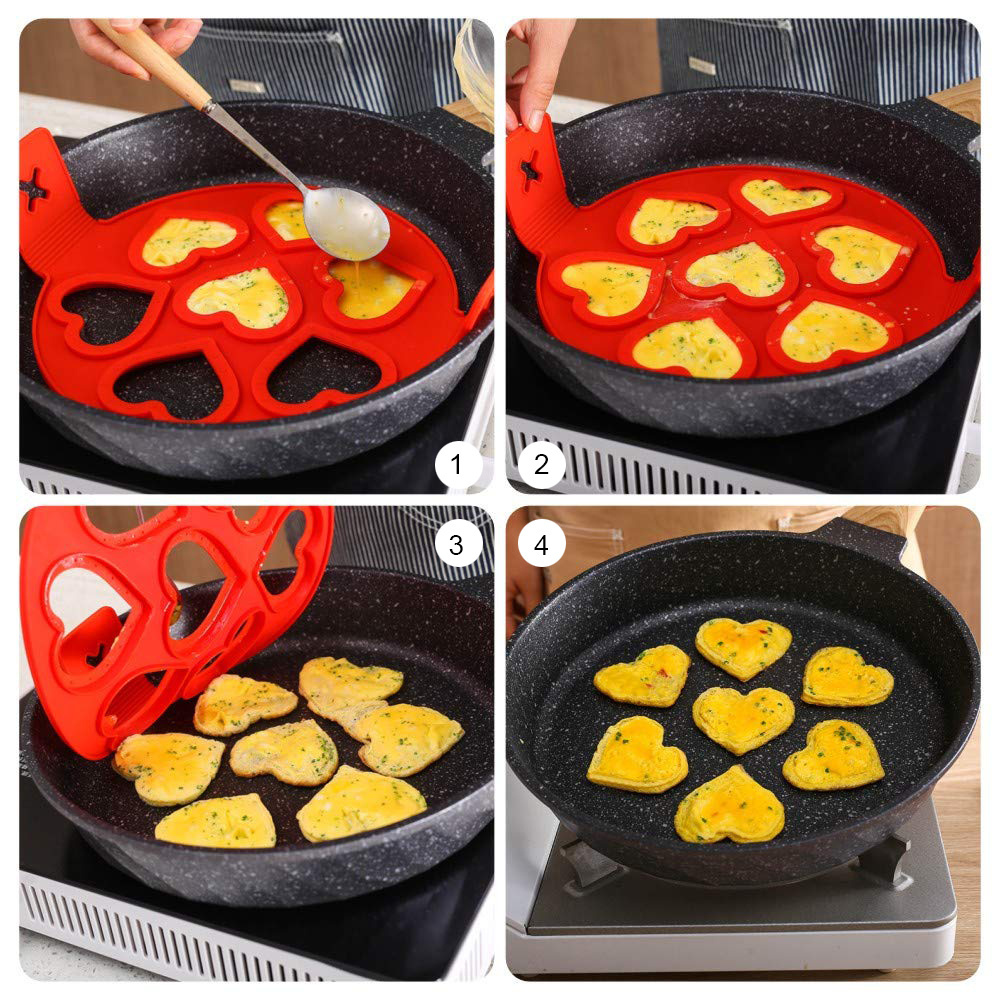 Silicone Non Stick Fantastic Seven Holes Egg Pancake Maker Ring Flip Cooker Egg Ring Mold