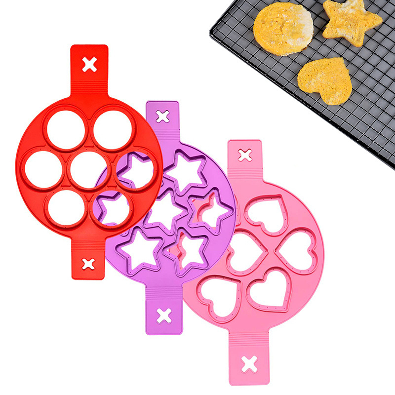 Silicone Non Stick Fantastic Seven Holes Egg Pancake Maker Ring Flip Cooker Egg Ring Mold