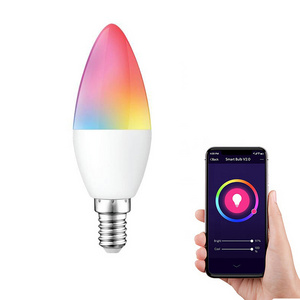 Factory hot sale c37 3.5w RGB smart lightings 16color christmas candle bulb e12 e14 led wifi smart lights with tuya alexa