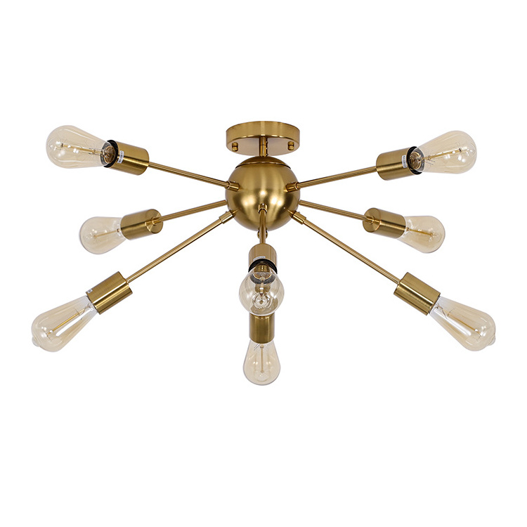 LOHAS Sputnik Ceiling Lamp Unique Golden Modern Ceiling Lights Fixtures Dining Room Ceiling Chandelier For Living Room