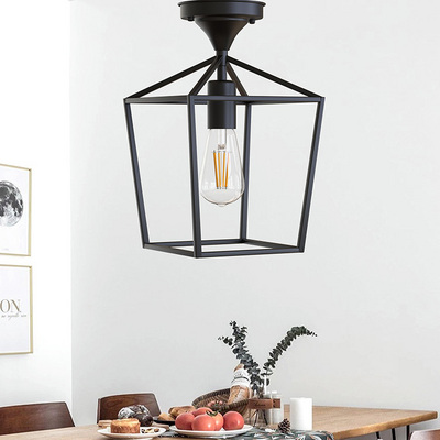 LOHAS Cuboid Black Decorative Living Room Ceiling Lamp Vintage Farmhouse Ceiling Lights For Bedroom Porch