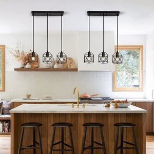 LOHAS Black Vintage Hanging Chandelier Pendant Lights Farmhouse Style Dining Lamp Pendant Light for Bar Restaurant