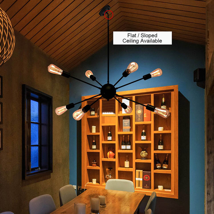 LOHAS Farmhouse 8-Lights Pendant Lamp Villa Luxury Chandelier Modern Sputnik Chandeliers For Living Room