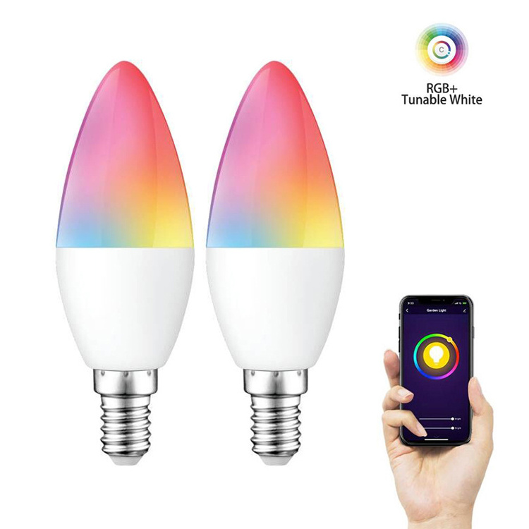 factory price wifi smart life bulbs rgb C37 candle lamp remote control dimmable tuya app light bulb smart lighting