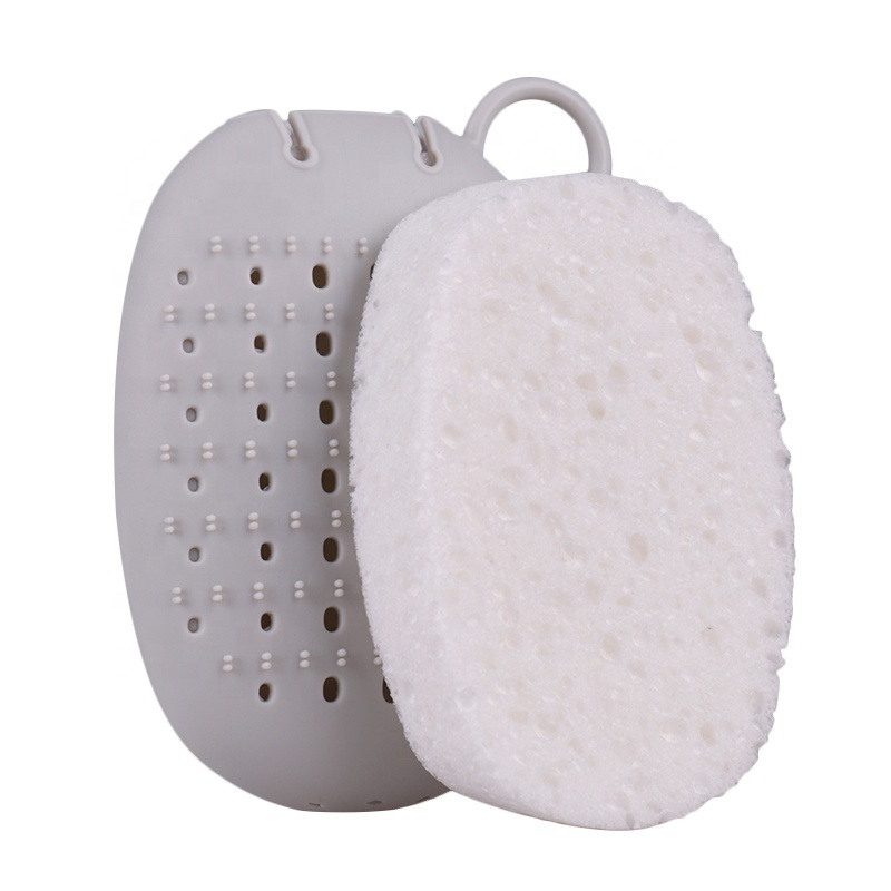 Soft Silicone Bath Body Brush With Soap Dispenser Sponge Shower Holder Bathroom Massager Scrubber