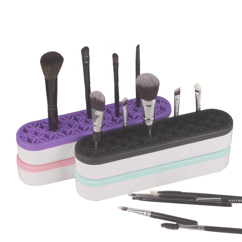 Beauty Gadgets Cosmetics Make Up Organizer Case Box Silicone Holes Makeup Brushes Holder Pen Toothbrush Storage Base