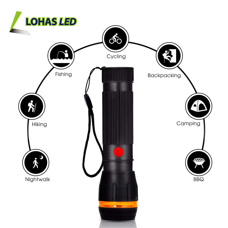 LOHAS LED Mini Torch Outdoor Hiking Waterproof  Zoomable Lighting Protable 3A Battery Powered LED Flashlight