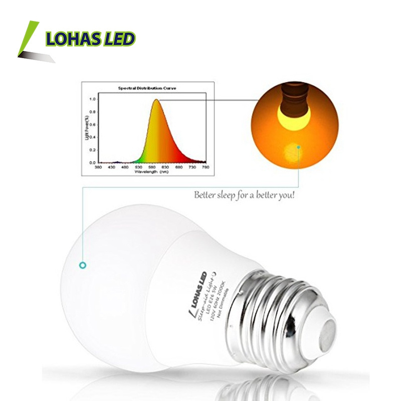 Poland Market No Blue Light Amber Night Light Bulb A15 5W 1800K Yellow Aid Sleep Bulb