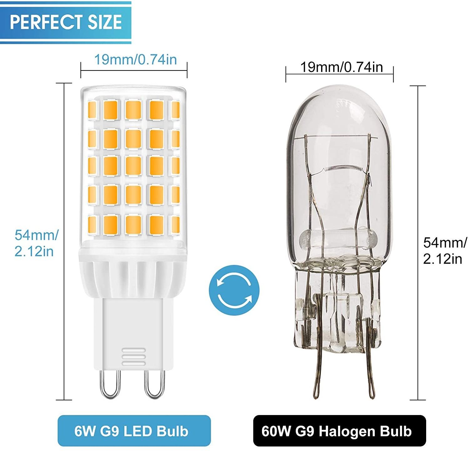 LOHAS Warm White Dimmable 6W G9 Base Plastic Cover Ceramic Housing LED Bulb Mini Corn Light for Outdoor Indoor Fixture