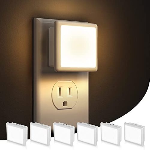 LOHAS Mini Square Small Nightlight 3000k Warm White Light Night Bedroom Plug In Wall Led Night Lights With Dusk To Dawn Sensor