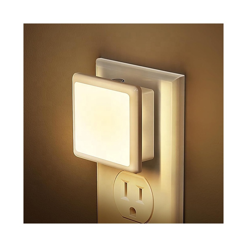 LOHAS Mini Square Small Nightlight 3000k Warm White Light Night Bedroom Plug In Wall Led Night Lights With Dusk To Dawn Sensor