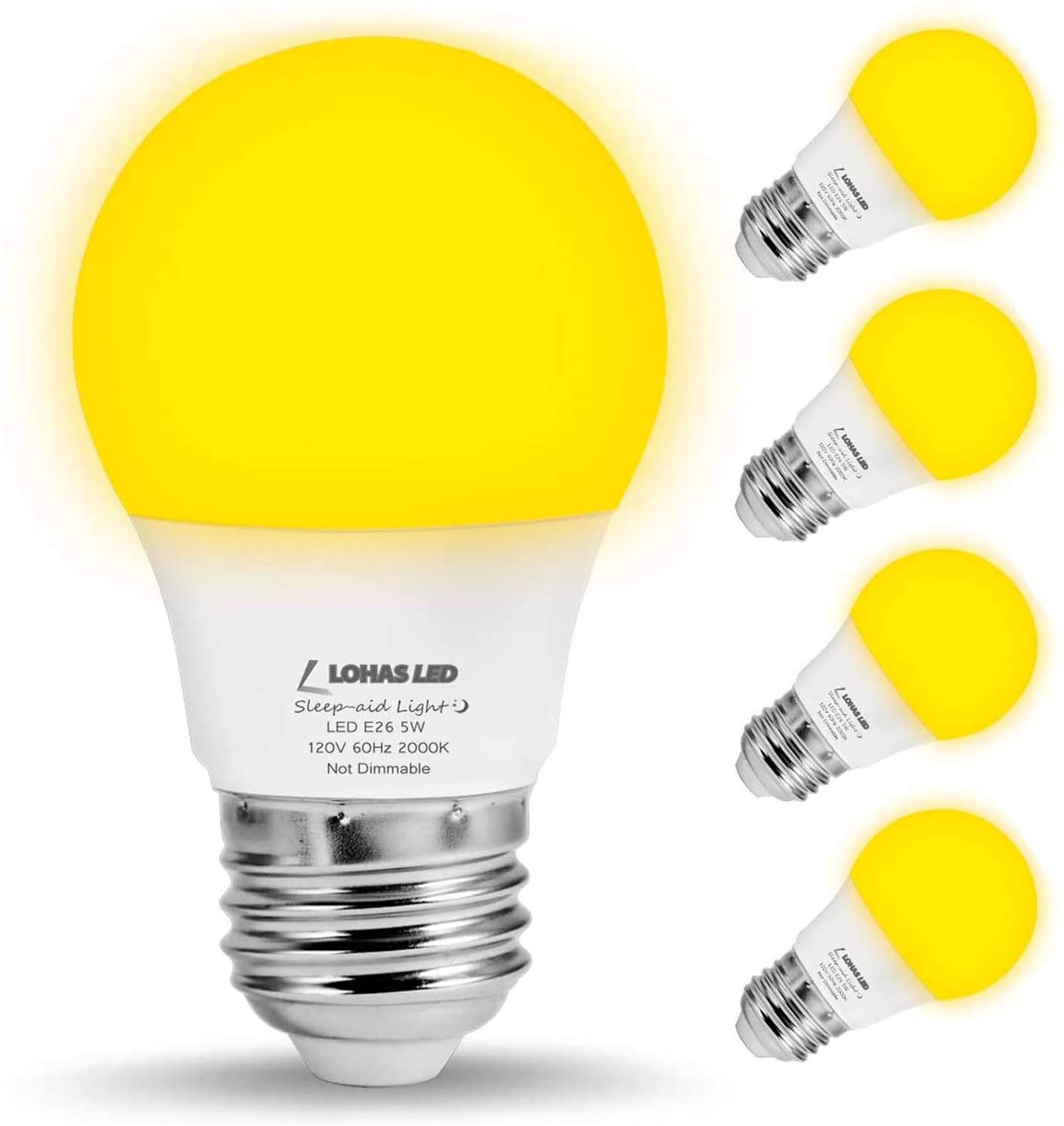 LOHAS Bedroom 5W E26 E27 Bug Light LED Bulb Sleep Aid Bug Light Bulb Yellow Amber LED Bulbs for Porch Garden Living Room