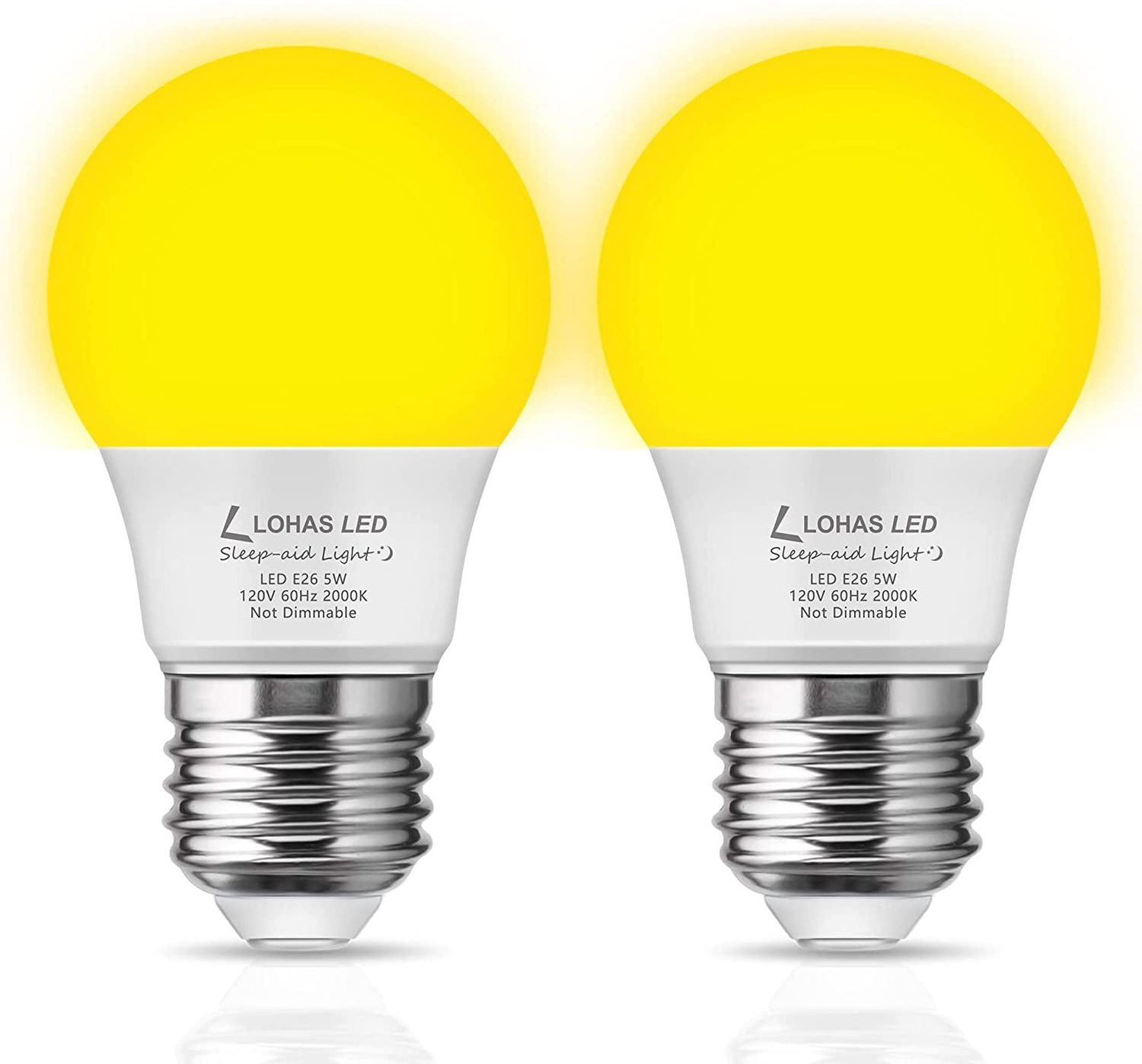 Lohas A15 LED Bulb 40W Equivalent 5W Led bug bulb lights of 2000K emits amber yellow light for hallway lighting decorative lamp