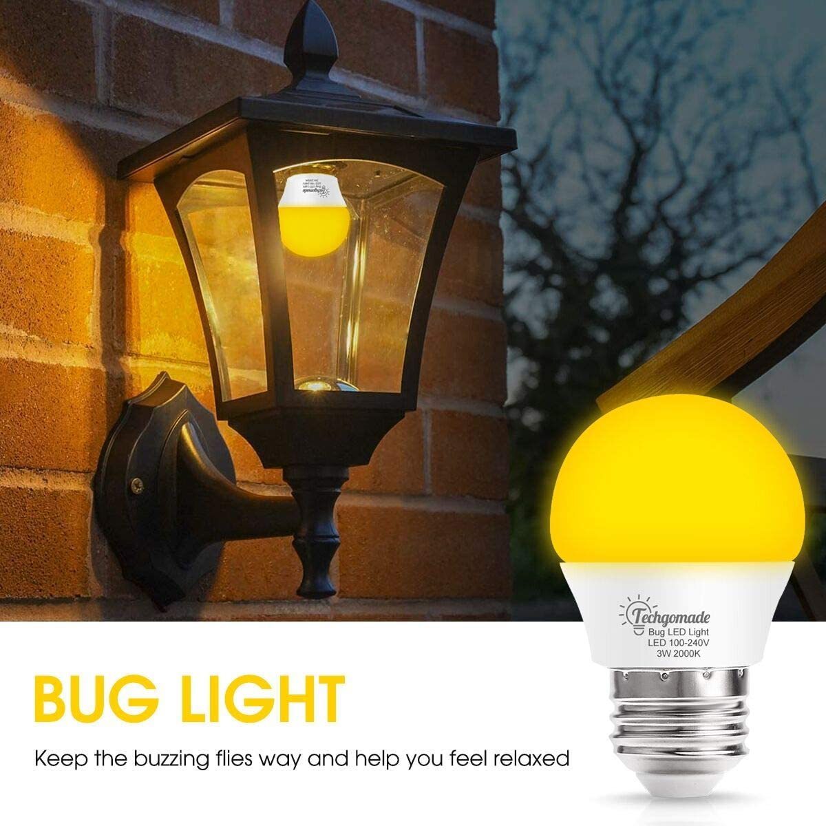 LOHAS G14 G45 E26 yellow LED bulbs with 2000K yellow lighting non-dimmable led bug bulb for indoor outdoor