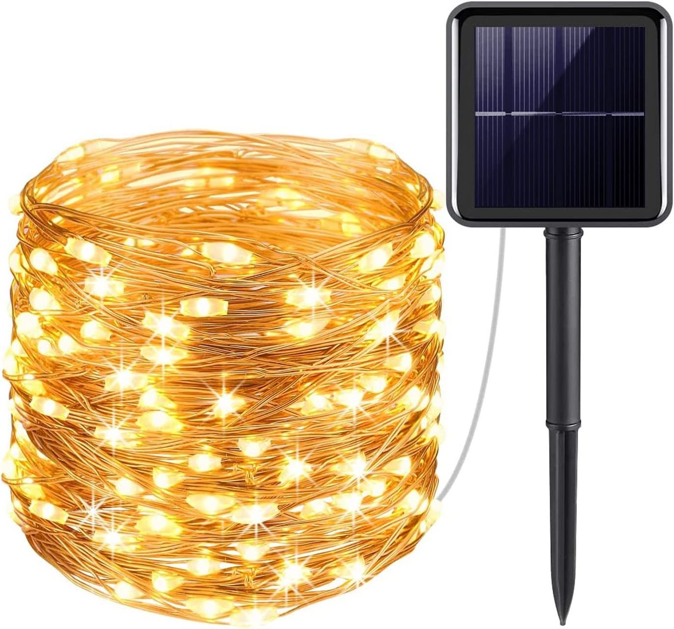 Lohas IP44 Outdoor Solar LED String Lights 10m Copper Wire 3000K Warm White 8 modes Waterproof Decorative Lights for Christmas