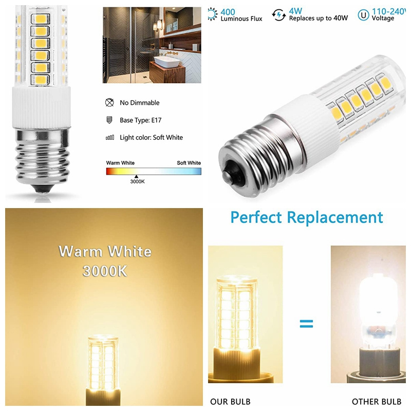 LOHAS E17 Energy Saving Corn Bulb Led Corn Light 40 Watt Equivalent Daylight Warm White E17 Mini LED Corn Bulb for