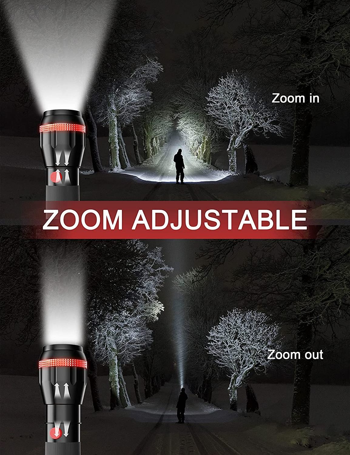 2022 new LOHAS LED torch light mini zoomable 2 modes adjustable portable flashlight for Gift Home Indoor Lighting