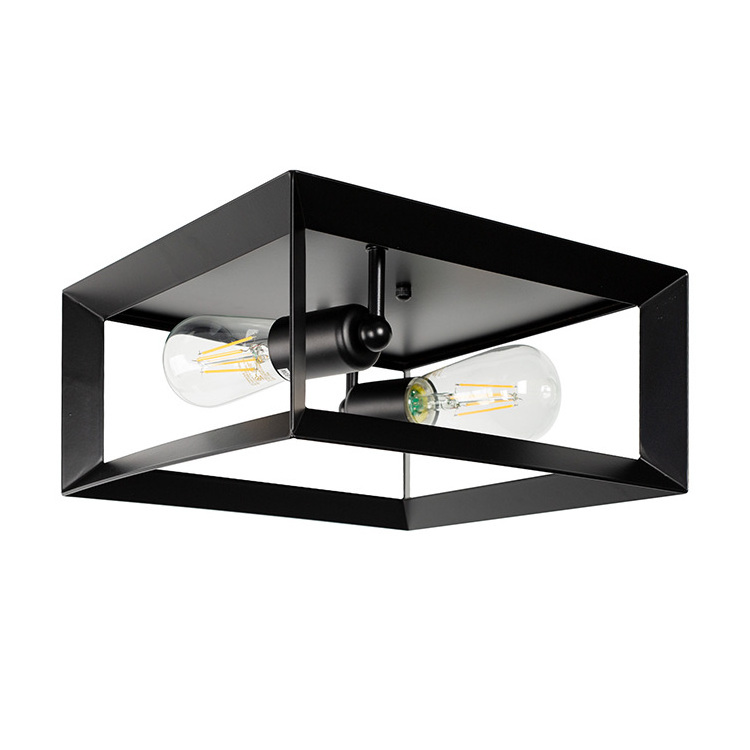 LOHAS Vintage 2-Light Recessed Matte Black Lamp Fixtures Ceiling Flush Mount Light Ceiling For Room Decorating Light