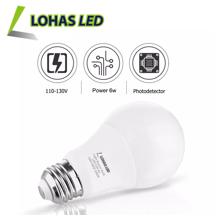 LOHAS Factory new product not dimmable 6W 500lm A19 3000K 5000K warm cool white light sensor night LED light bulb