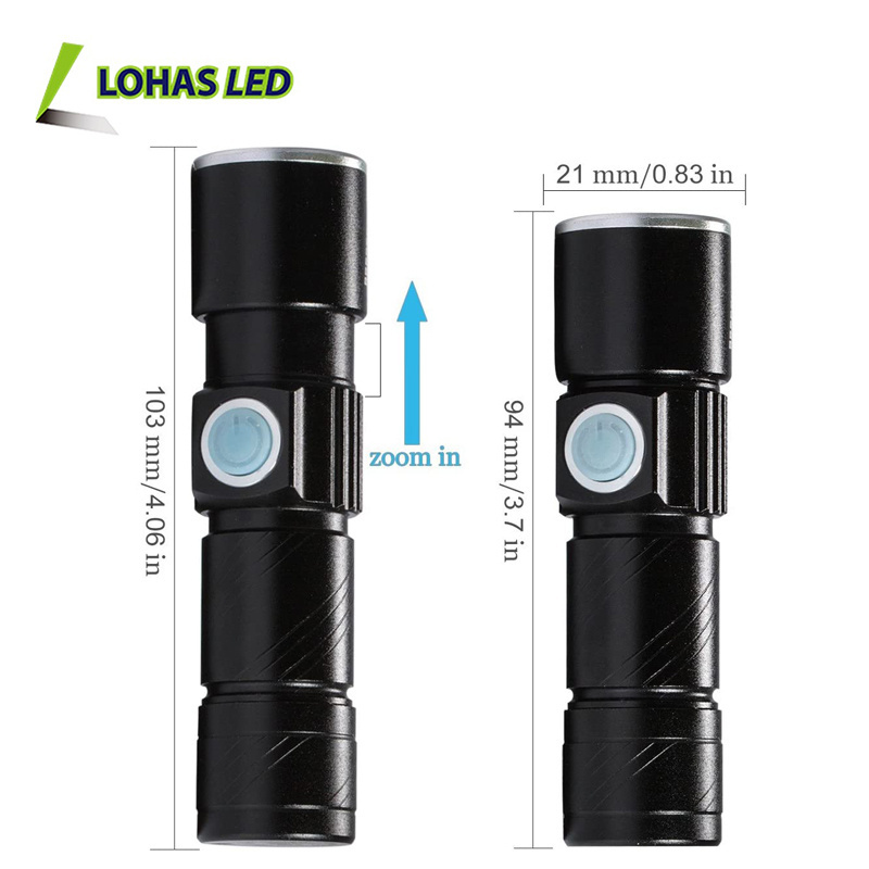 Hand LED Torch Light USB Rechargeable LED Lights 5W Outdoor Waterproof LED Zoomable Dimmable Camping Flashlight