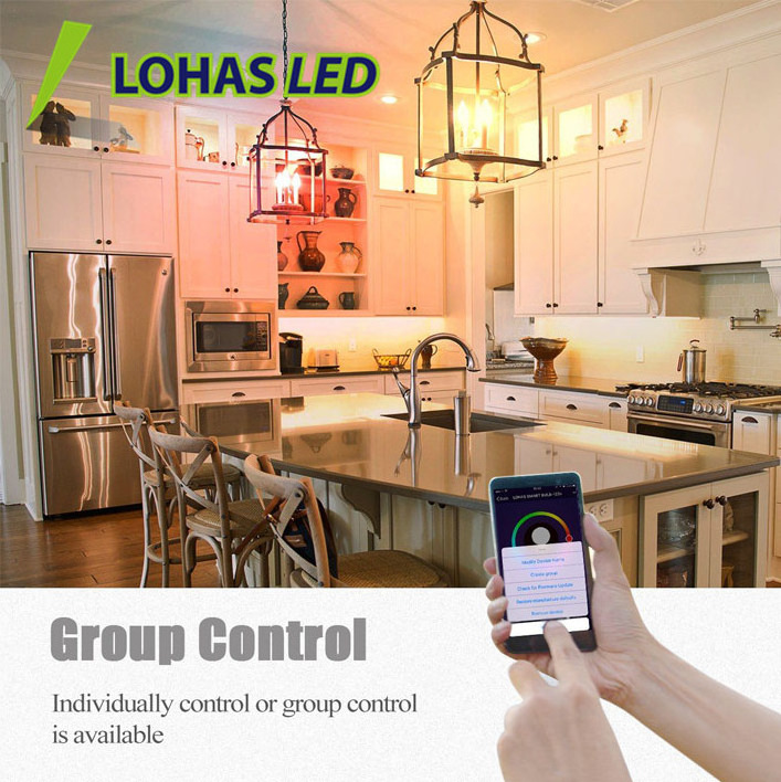 LOHAS RGB Smart Bulbs 2700~6000K 5W E12 E14 Tuya Wifi Downlight Candle Smart Light Bulb With Alexa Google