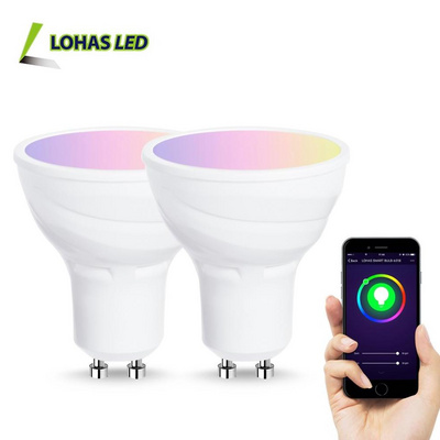 LOHAS Smart Home Light 5W RGB 2700-6000k Wifi GU10 LED Bulb Ceiling Spotlight Smart Light Bulb With Tuya Alexa Remote Control