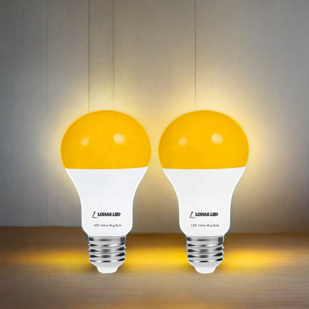 LOHAS A19 6W LED 2000K Yellow Light Bulb Amber Color Sleep-aid Dusk to Dawn Sensor LED Light Bulbs for Home Lighting