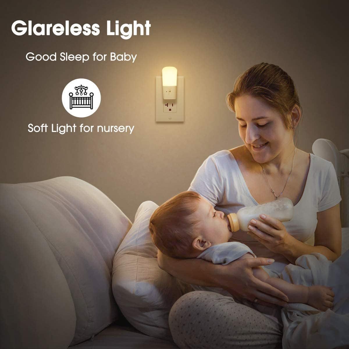 LOHAS Dimmable Night Light Dusk To Dawn Sensor Nightlight Mini LED Bedside Night Lamp Plug Light In Night For Kids Baby Sleeping