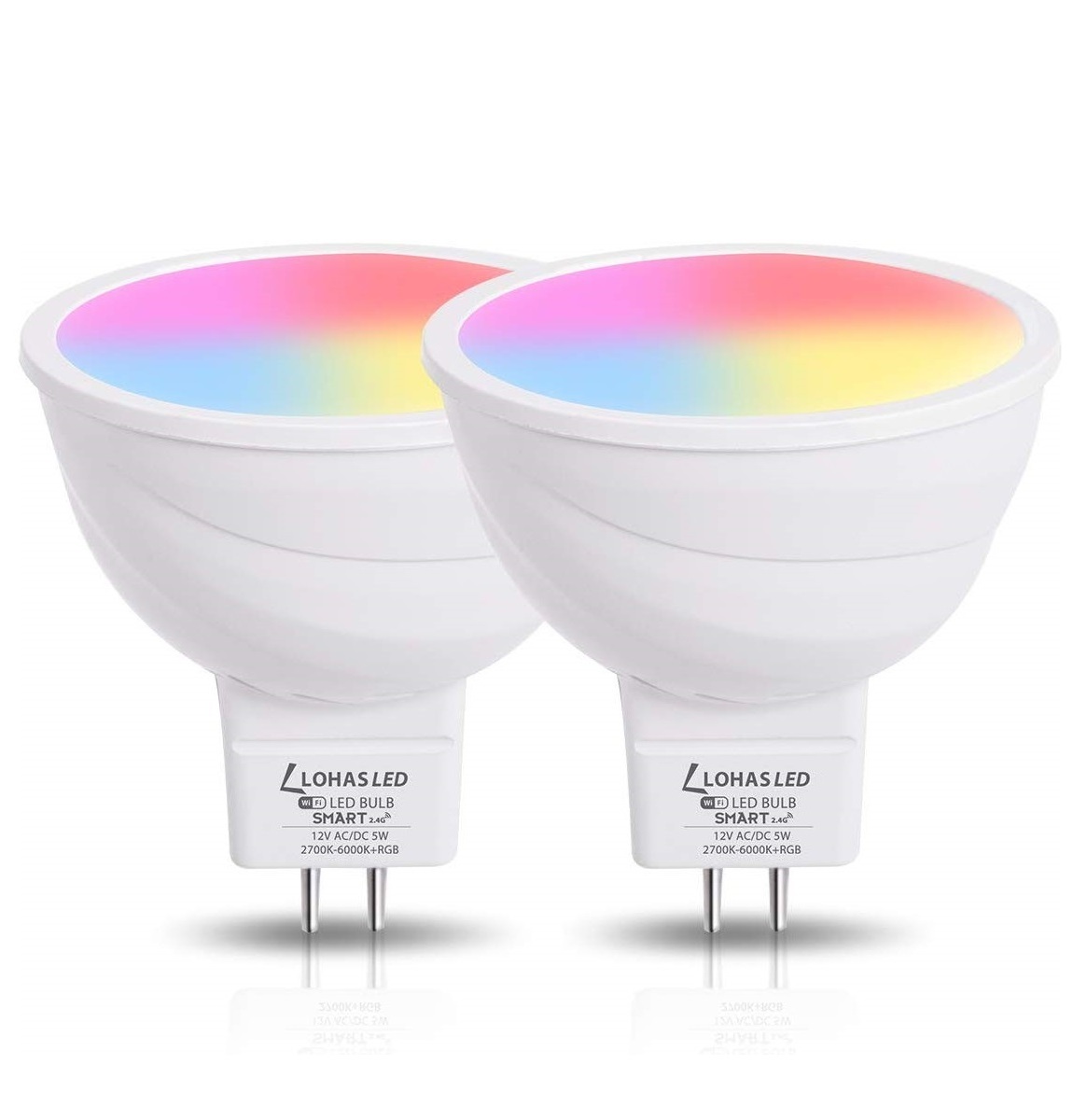 LOHAS 5W MR16 Smart Bulb RGBW+2700K-6000K GU5.3 Spotlight Bulb WIFI Tuya Control Smart led light with Alexa/Google/Siri