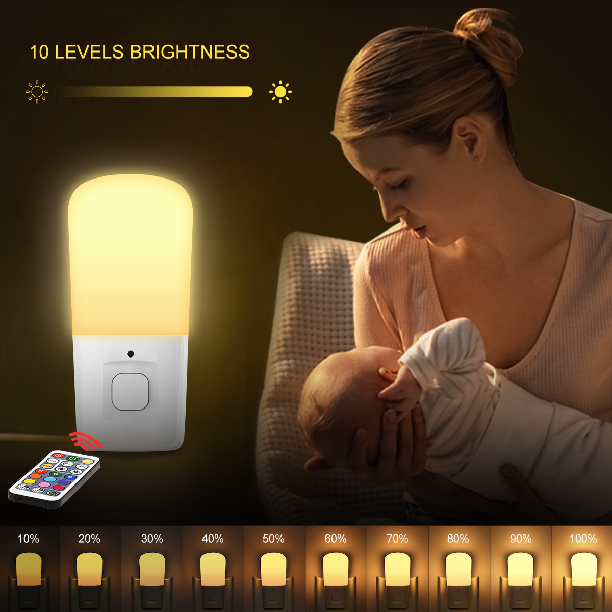 LOHAS LED Night Light RGB Led Nightlight Kids Bedroom Mini Creative Plug RGB Night Lights with Remote Control