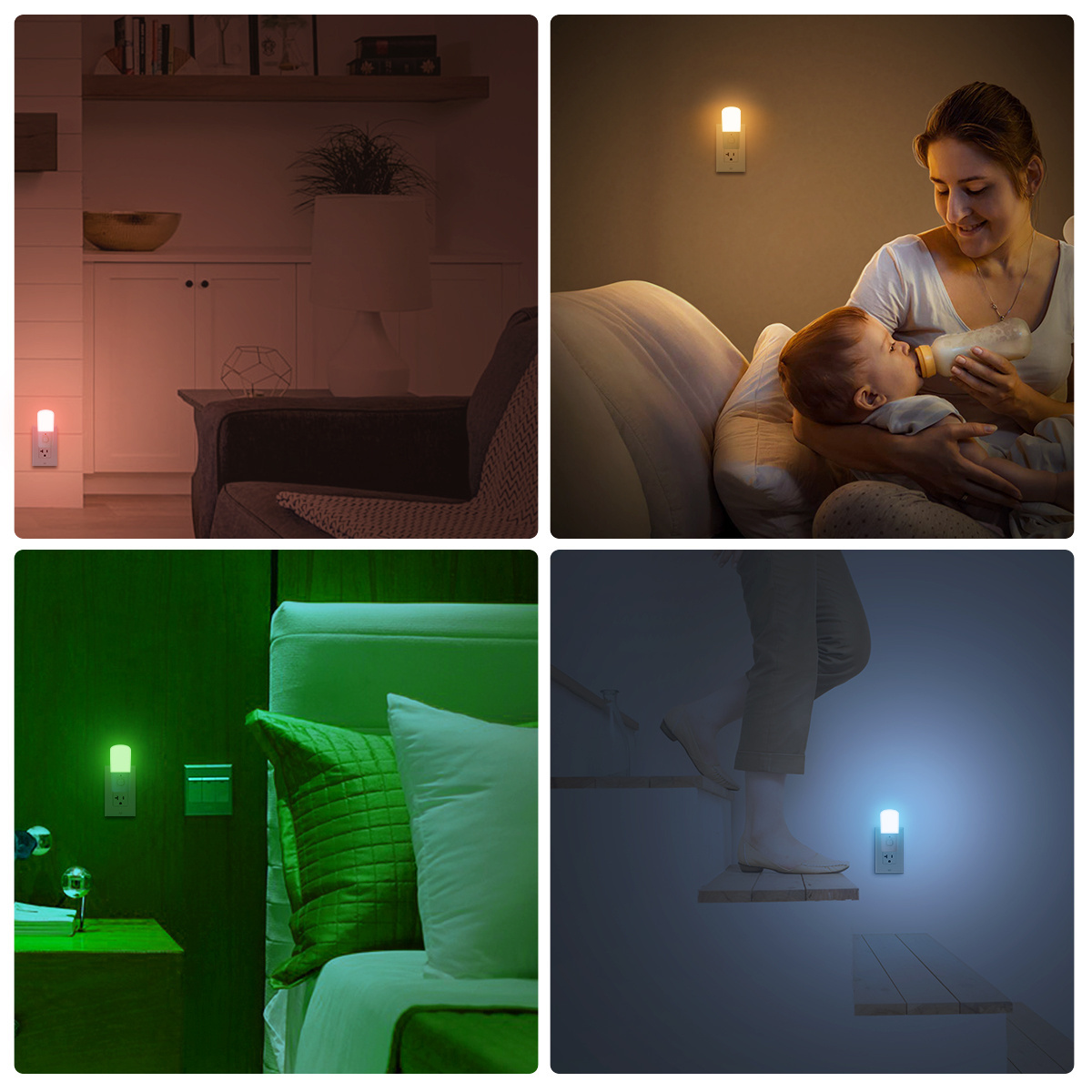 LOHAS LED Night Light RGB Led Nightlight Kids Bedroom Mini Creative Plug RGB Night Lights with Remote Control