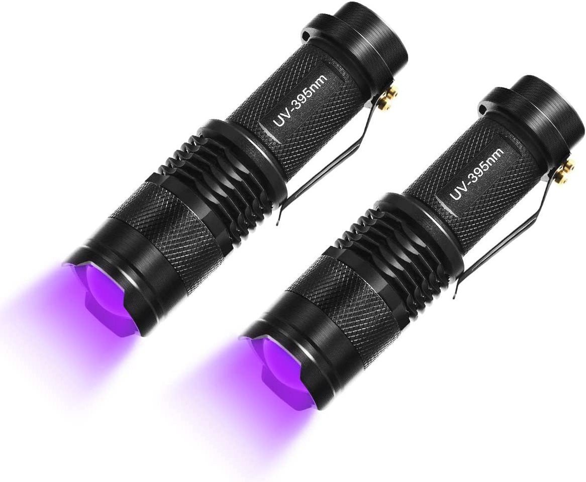 LOHAS Factory price led uv torch flashlight UV  Black Light 3 Modes Dogs Cats Urine Detector Ultraviolet Flashlight