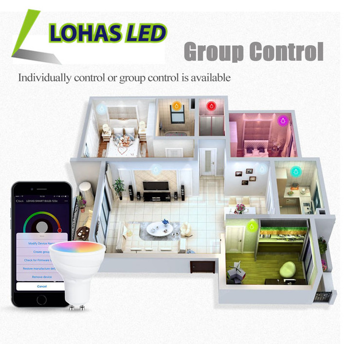 LOHAS LED Smart Bulb RGB+CCT 5W GU10 LED Spotlight LED Smart WiFi Bulb With Tuya Smart APP/Google Home/Alexa