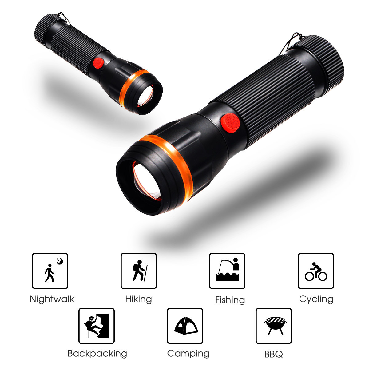 LOHAS Mini Flashlight Adjustable Focus Zoomable 2 Modes AAA Battery Powered LED Portable Pocket Torches for camping, hiking