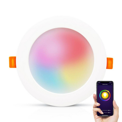 LOHAS Tuya Smart APP Control WiFi Smart Panel Light 8W 10W 14W 17W 20W RGB+CCT Smart LED Downlight Panel Light for Alexa Home