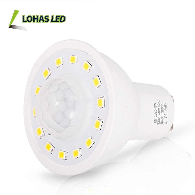 LOHAS 5W PIR Motion Sensor Light Bulb Spotlight Equivalent 50W GU10 LED Bulb Sensor Light Bulbs For Hall Gallery Cabinet