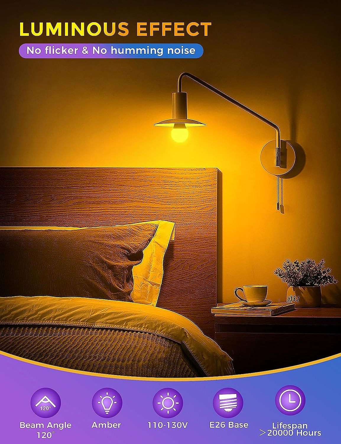 LOHAS Sleep Aid Bug Light LED Bulb 9W A19 Blue Light Blocking Night Light Bulbs for Bedroom Sleeping