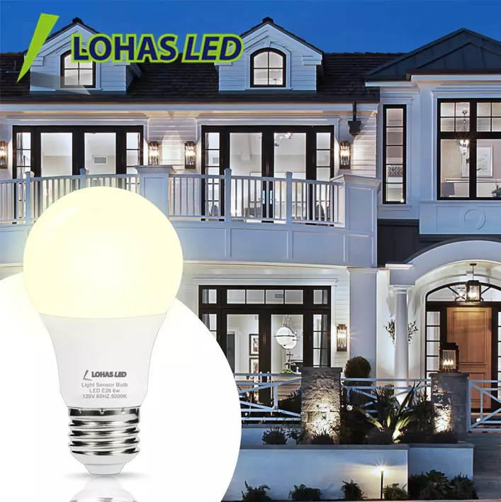 LOHAS Factory new product not dimmable 6W 500lm A19 3000K 5000K warm cool white light sensor night LED light bulb