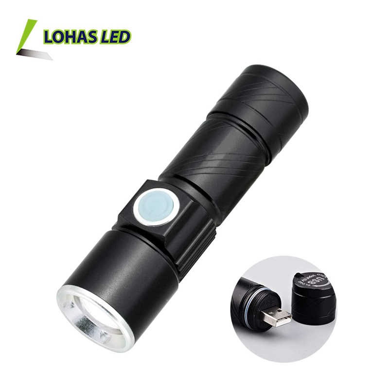 Hand LED Torch Light USB Rechargeable LED Lights 5W Outdoor Waterproof LED Zoomable Dimmable Camping Flashlight