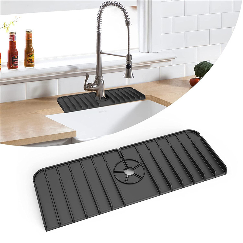 LOHAS Silicone Faucet Sink Mat Splash Guard Catcher Faucet Absorbent Mat Catching Splash Drying Mat