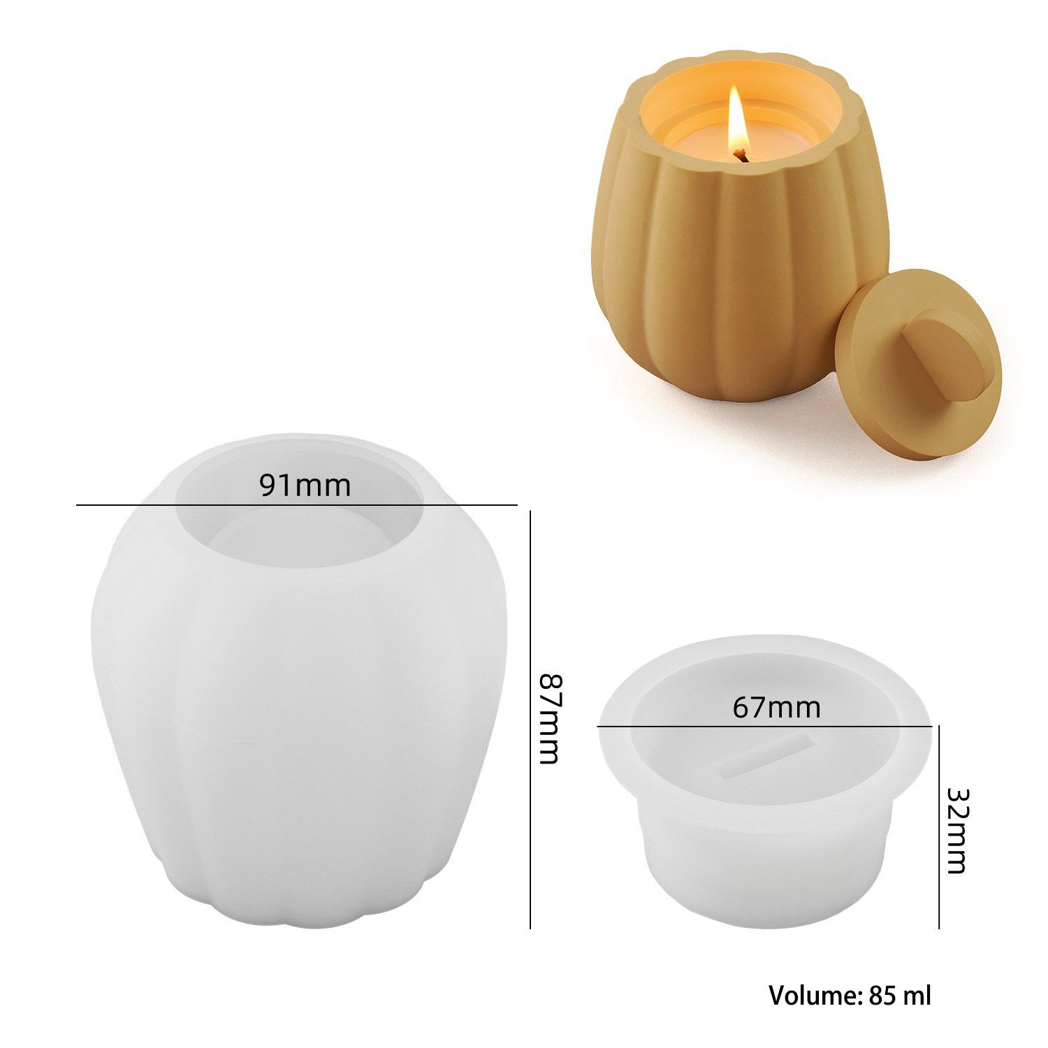 Wholesale Halloween Pumpkin Cement Decorative Aromatherapy Candle Holder Yellow with Lid