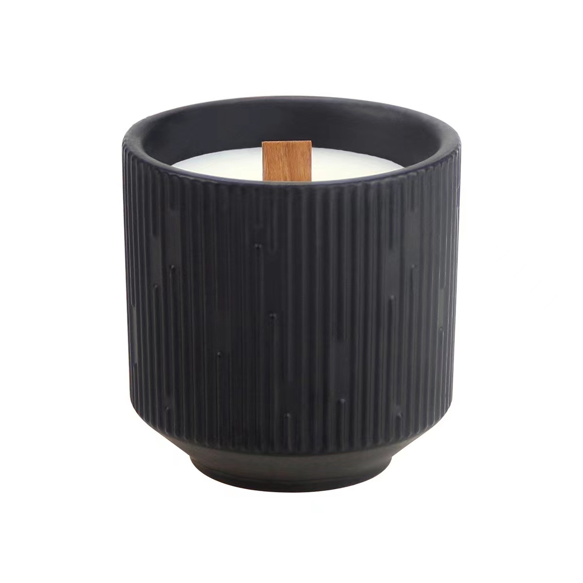 Wholesale Luxury Ribbed Ceramic Other Candle Holders Lanterns and Candle Empty Jars Matte Black and White 8 OZ Cylinder