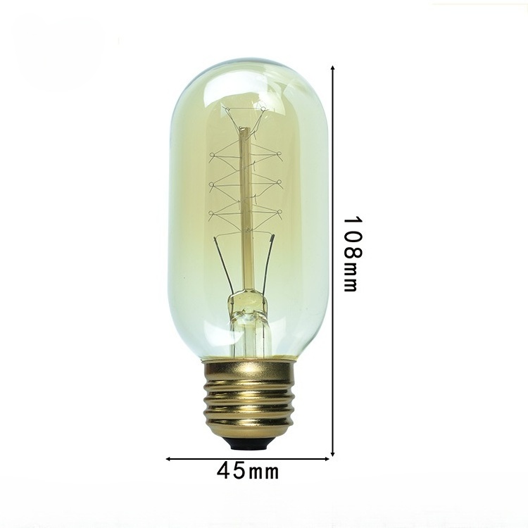 110V-220V Antique Incandescent Filament Lamp T45 T14  E26 E27 B22 Retro Decorative Light 25W 40W 60W Vintage Style Edison Bulbs