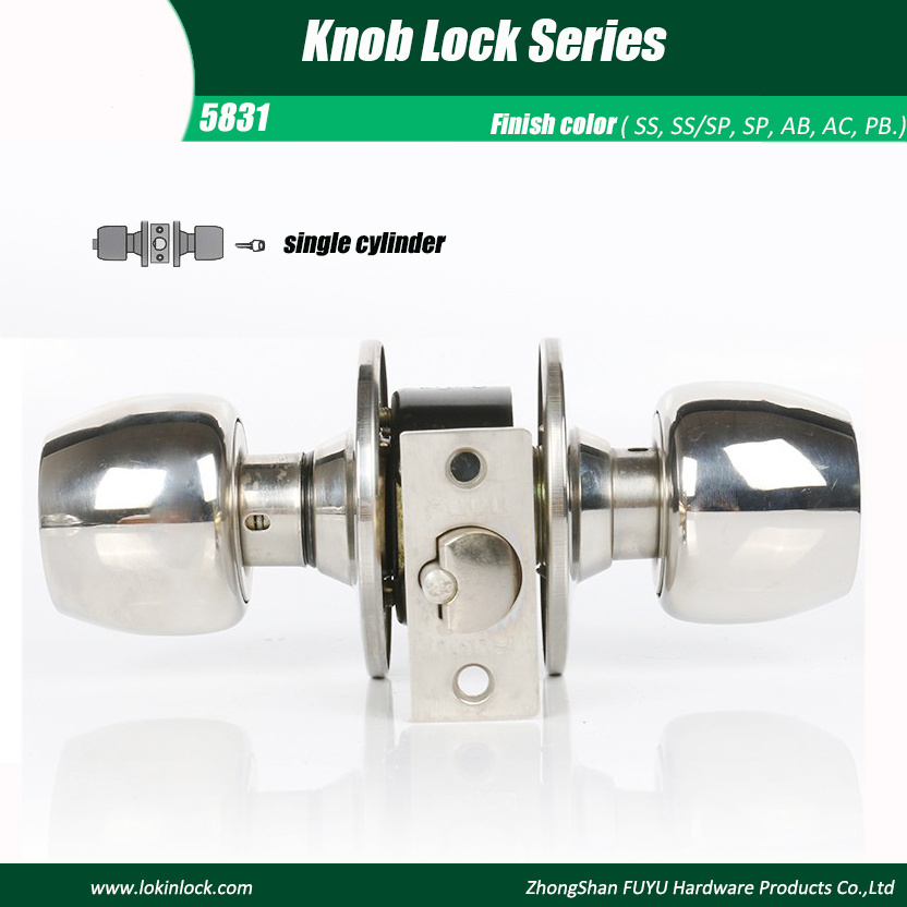 Shiny Brass Durable Combo Set Locks Double Sided Cylinder Door Knob Lock