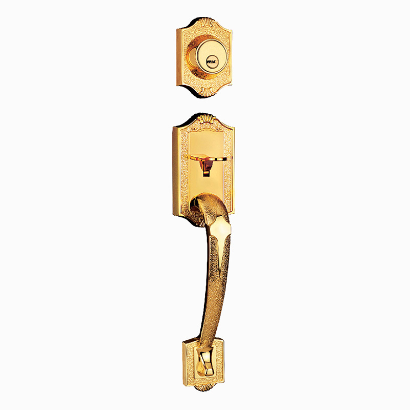 Luxury Main Entrance Brass Zinc Alloy Wooden  Door Handle Lock With Mechanical Key