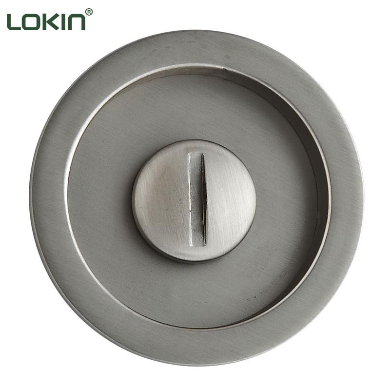 Privacy Round Brass Bed/Bath Pocket Door Lock - Coin Release