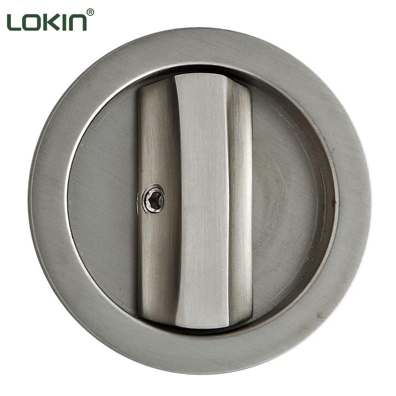 Privacy Round Brass Bed/Bath Pocket Door Lock - Coin Release