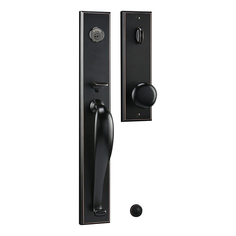 Factory Supply Zinc Alloy Fire And Burglar Proof Security Black Long Plate Door Lock