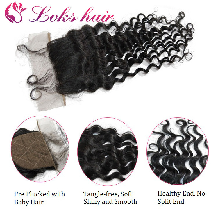 cheap wholesale brazilian virgin human hair piece silk base transparent full lace closure with baby hair online