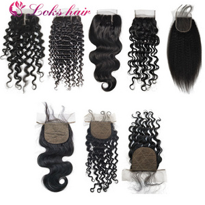 cheap wholesale brazilian virgin human hair piece silk base transparent full lace closure with baby hair online